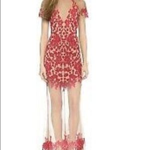 For Love And Lemon Luau Lace Maxi Dress Red Small